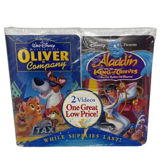 NEW SEALED Walt Disney Masterpiece 2 VHS Movies Oliver & Company & Aladdin ~RARE - Picture 1 of 8